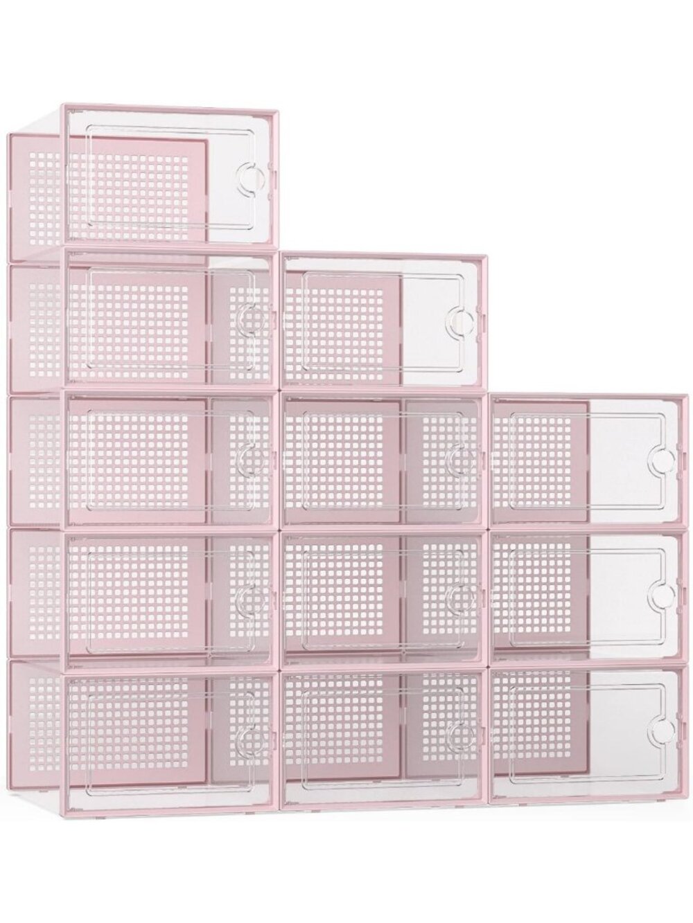 X-Large Clear Stackable Shoe Storage Boxes - 12 Pack Organizer for Shoes